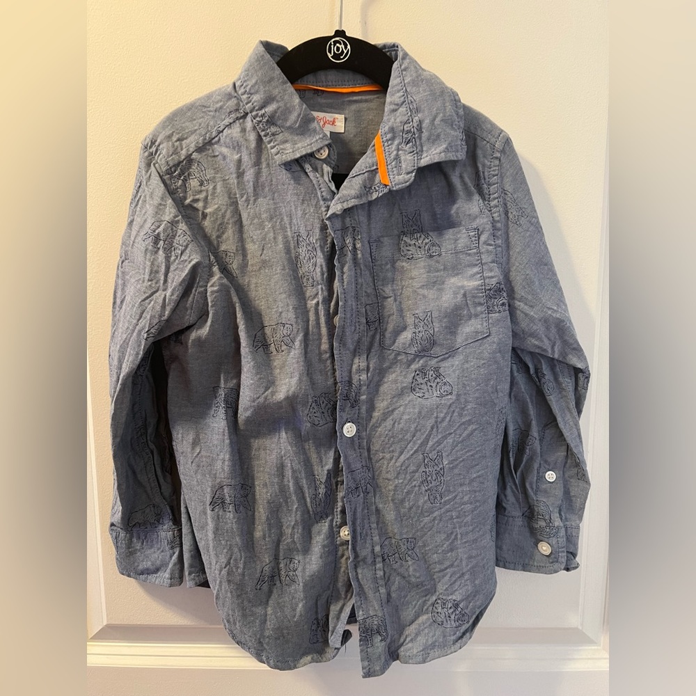 Boys Bear Print Shirt XS
